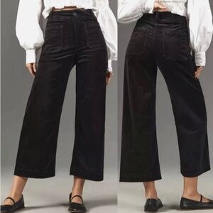 Anthropologie Maeve The Colette Black Corduroy Wide-Leg Pants 32T